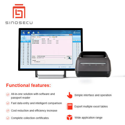 Paspoortgegevensinvoer 400 DPI Optische resolutie 24 bit Kleurdiepte Software en lezer