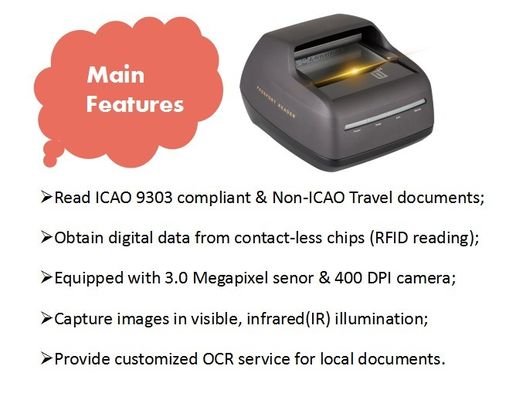 Compact 235*250*148mm rijbewijs scanner en hotel paspoortlezer met SDK