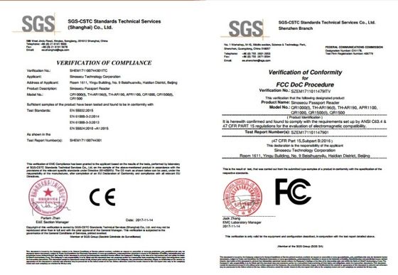 2 seconden scan snelheid Sinosecu paspoortlezer en ID-kaart scanner voor toegangscontrole